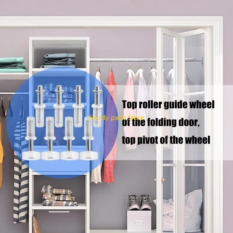97QC 8pcs عجلات الدليل العليا من الباب وأعلى محوريات Bifold Closet Door Repair