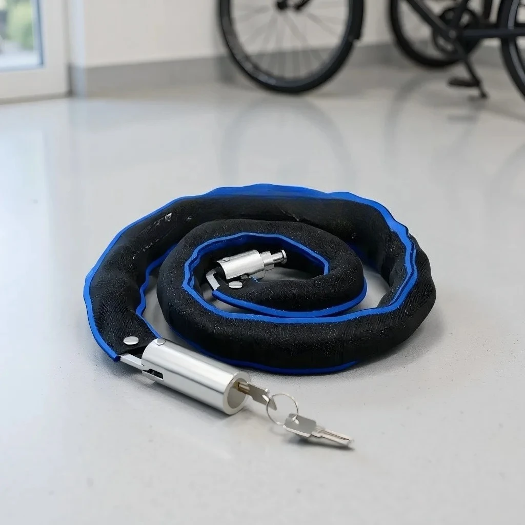 

Sleep Better at Night. High Security Chain Lock for Motorcycles - Hardened Steel, Anti-Cut & Anti-Pick.