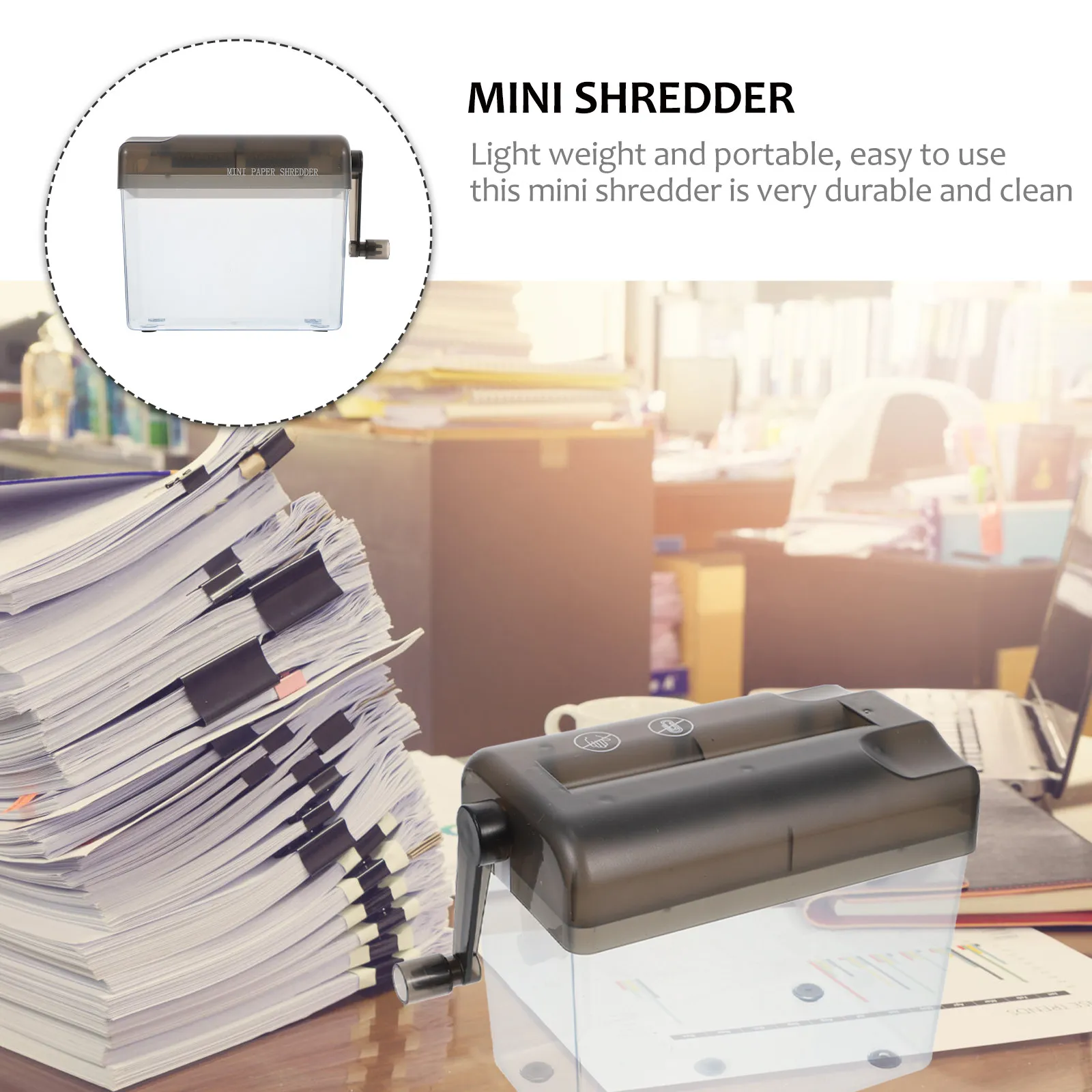 

1Pcs Hand Shredder Mini Desktop Manual Paper Shredder Lightweight Portable for Office School Family Document Destruction A6 Size