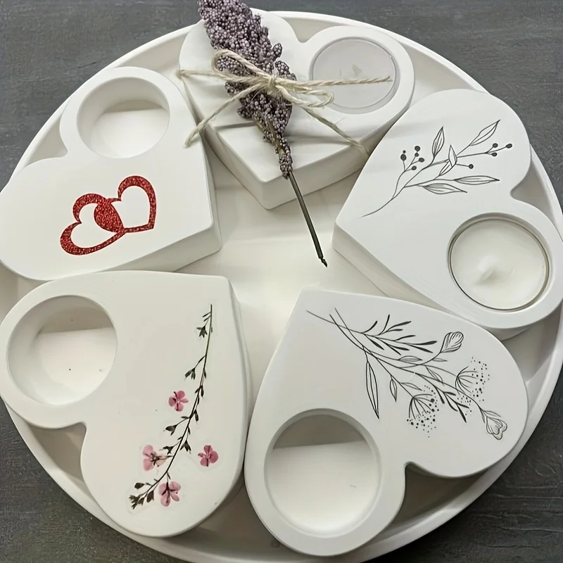 1pc Heart-Shaped Silicone Mold - Create Unique Candlestick Plaster Ornaments for DIY Handmade Resin Crafts,Concrete Cement Molds