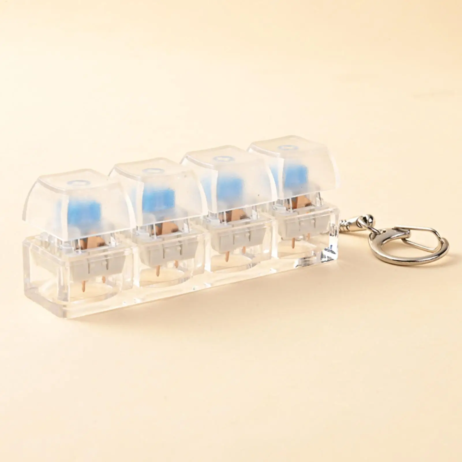 Keyboard Fingertip Toy With Keychain 4-key Keyboard Clicker Stress Relief Toy Quiet Key Clicker Fingertip Button For Adults
