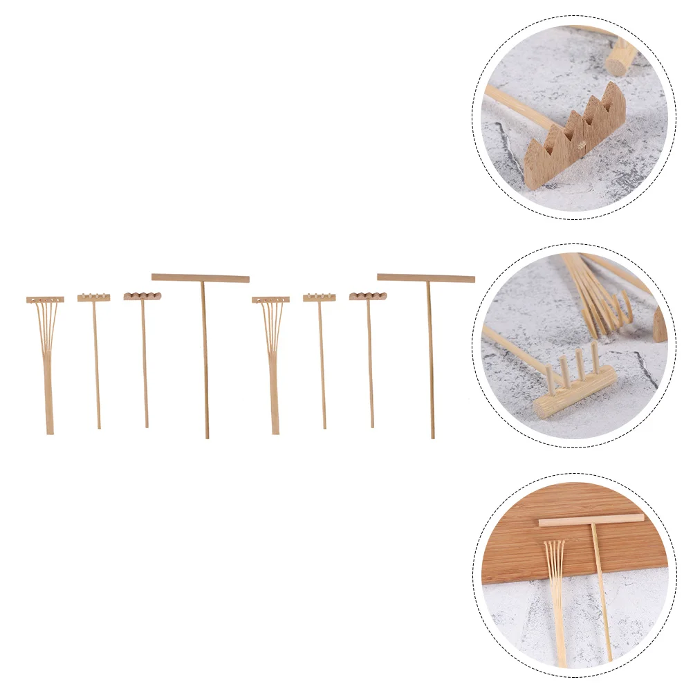 

8 Pcs Bamboo Rake Sandbox Mini Garden Accessories Zen Tools Accessory for Desktop Product