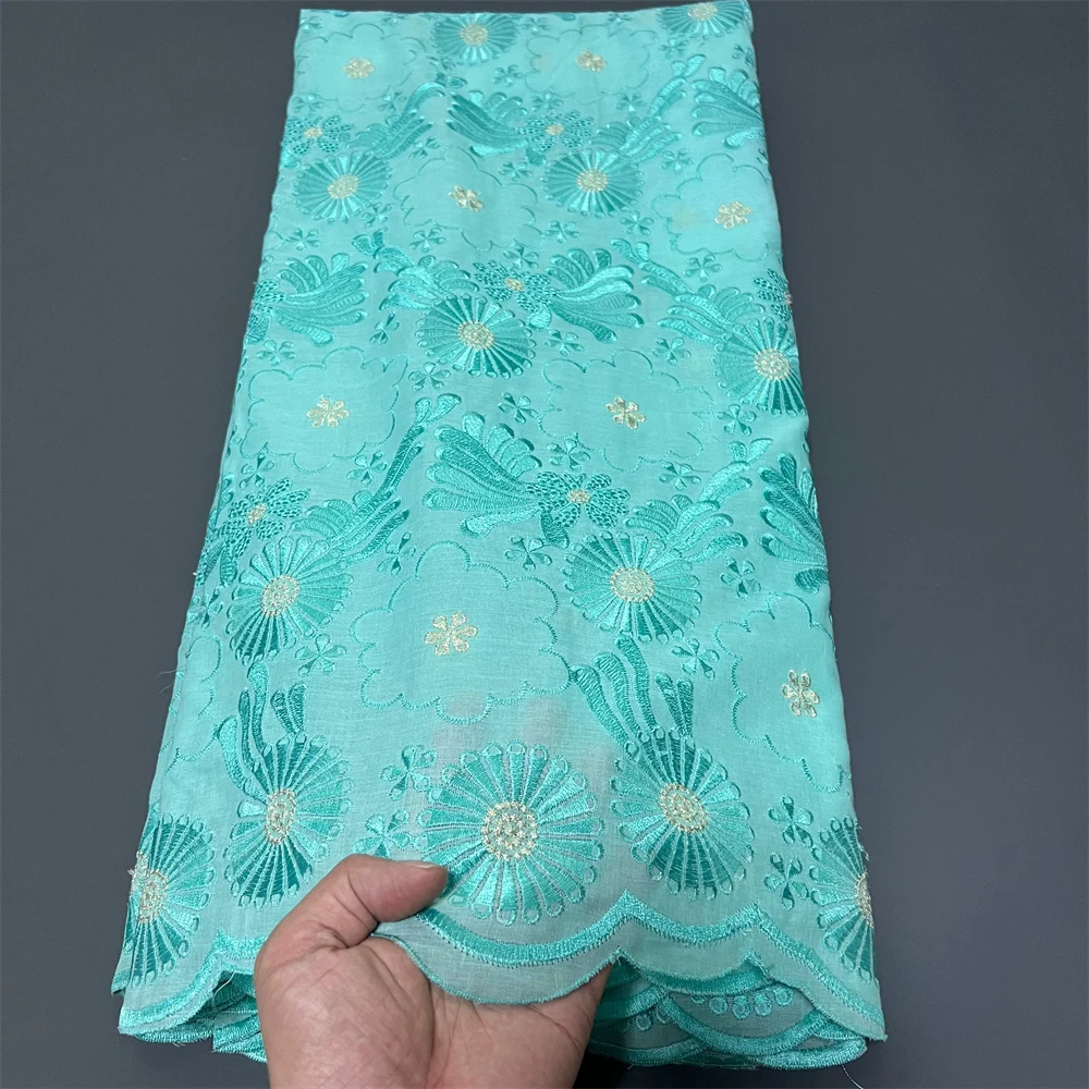 

2025 африканский нигерийский тюль, кружевная ткань для шитья платья, высокое качество, дамасское польское роскошное кружево, хлопок, свадебная вечеринка ZJ064 5 ярдов