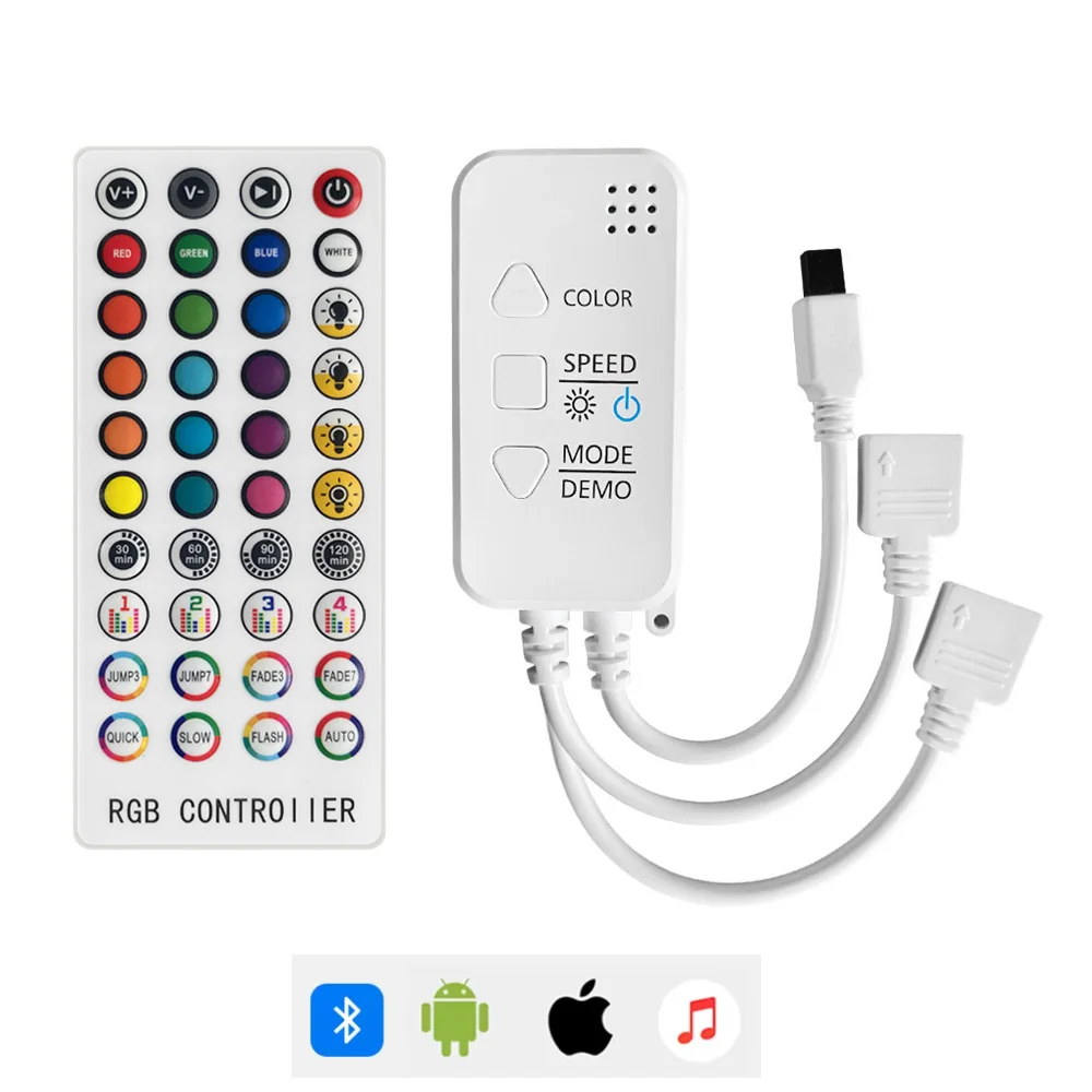 DC12-24V RGB LED Strip Light Controller Bluetooth Music Controller 40 Key Remote Control Smart APP Adjust for 5050 2835 RGB Tape