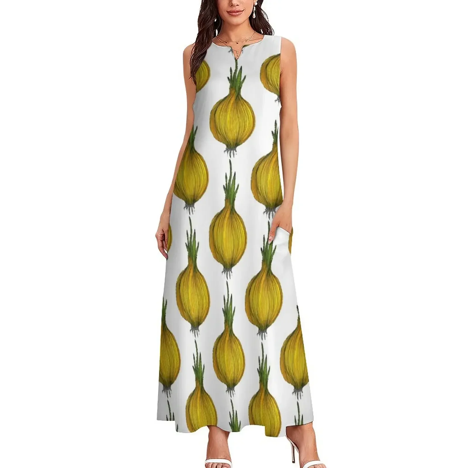 ชุดเดรสยาวลายหัวหอม ชุดราตรีสำหรับงานกาล่า ชุดเดรสฤดูร้อนสำหรับผู้หญิง ชุดเดรสหรูหราสำหรับงานปาร์ตี้ ชุดราตรีออกงาน กระโปรงฤดูร้อน