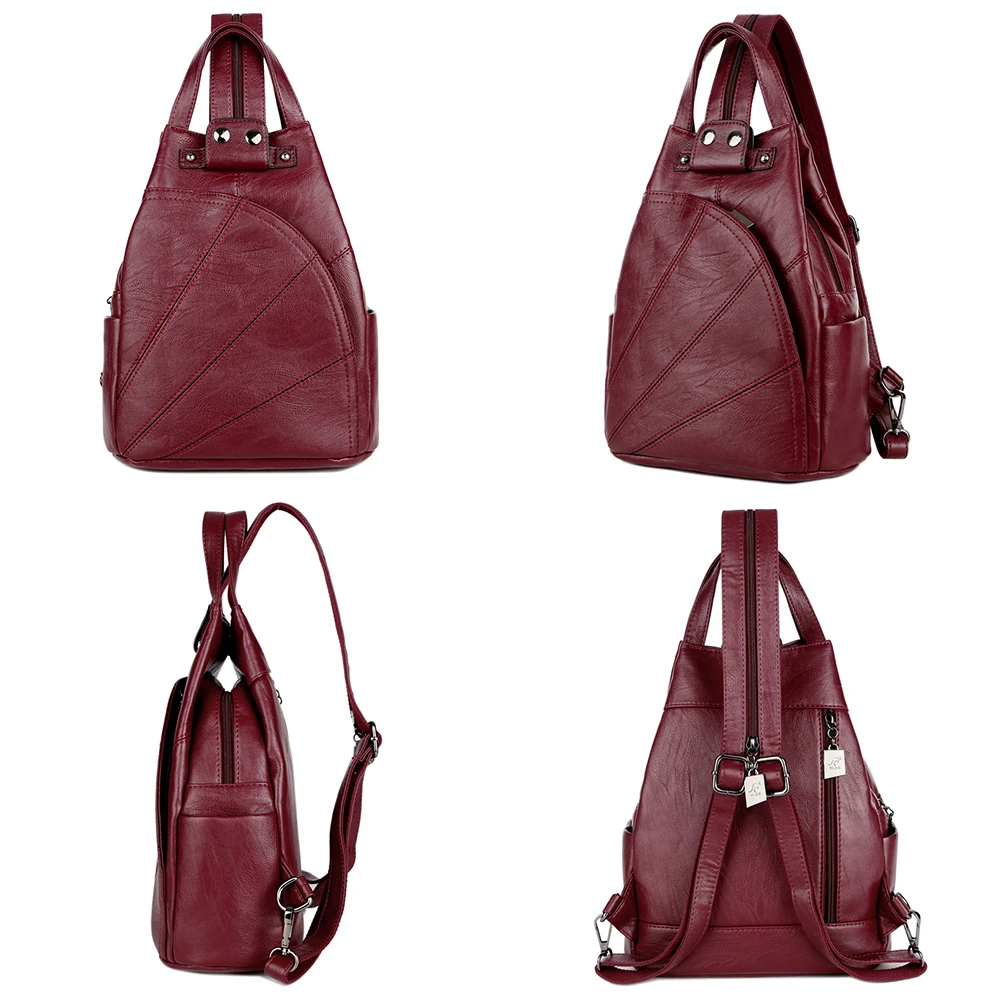 Mochila antirrobo multifuncional para mujer, bolso de hombro de cuero PU de alta calidad, Color sólido, a la moda, novedad
