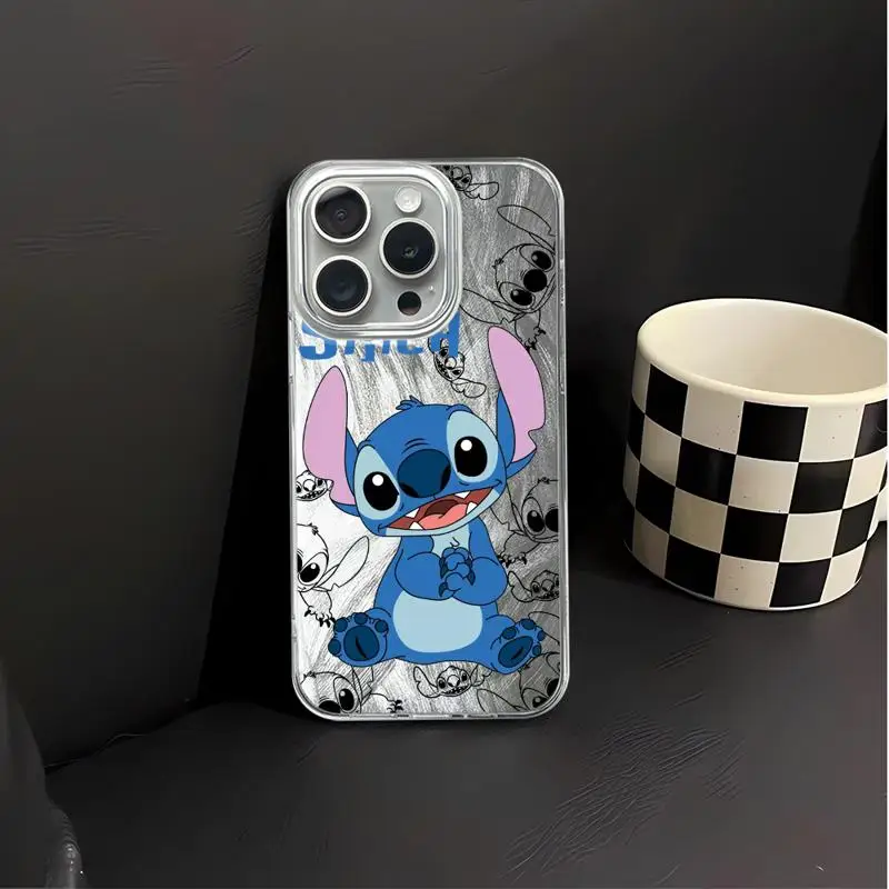 Disney Cartoon Lilo  Stitch Luxury Case For Apple iPhone 15 11 13 14 Pro Max 12 15 7 8 Plus X XS XR Feather Yarn Phone Cover