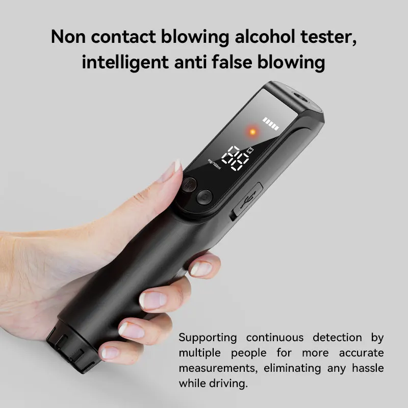 Non-contact Alcohol Detector, High-definition Large Screen Breath Analyzer, with LED Indicator Light and Flashlight Function