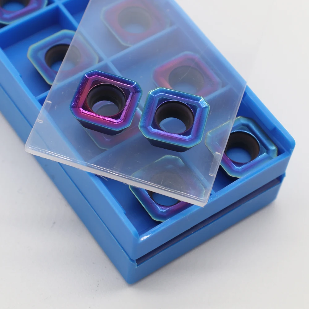 10 pçs sekt1204 colorido azul roxo fresagem de carboneto inserção torno peças ferramenta ferramenta fresagem cnc torno rpmt transformando lâmina