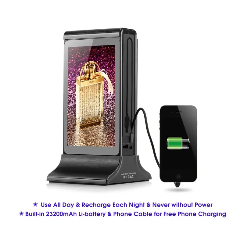 FYD-835SD مطعم سطح الطاولة حامل مزدوج الجانبين 7 بوصة واي فاي اللمس LCD الجدول الرقمي عرض إعلاني لاعب القائمة العرض