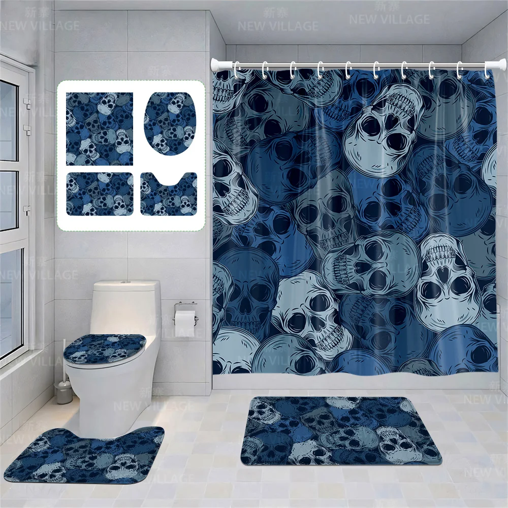 Home shower curtains bathroom Decora waterproof fabric non-slip bath mat water absorption curtain Modern Nordic Halloween