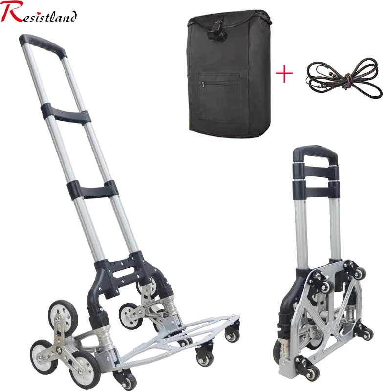 75KG All Terrain  Hand Truck with Bungee Cord Heavy Foldable Trolley for Upstairs Cargo Protable  Home Travel Shopping Cart