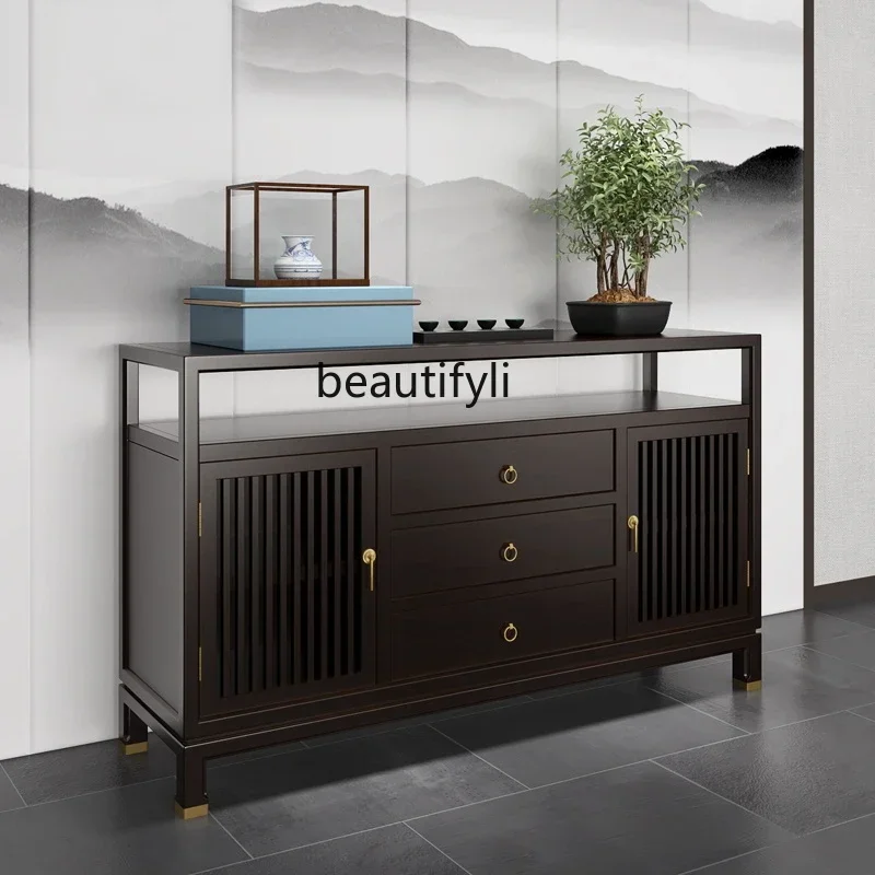 

cqyNew Chinese-style solid wood porch cabinet dining side cabinet light luxury storage decorative tea cabinet household