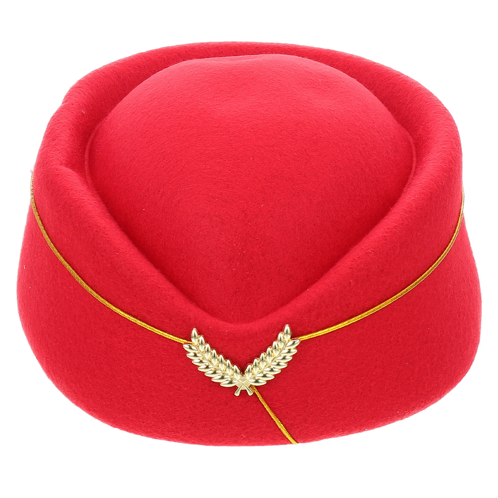 

Stewardess Hat Felt Material One Size Red Color Comfortable Texture Perfect Cosplay Costume Party Stage Performance Airline Prop