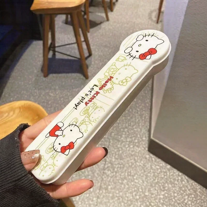Sanrio Hello Kitty Cartoon Cute High Appearance Chopsticks Spoon Set Stainless Steel Student Office Worker Portable Tableware image 6