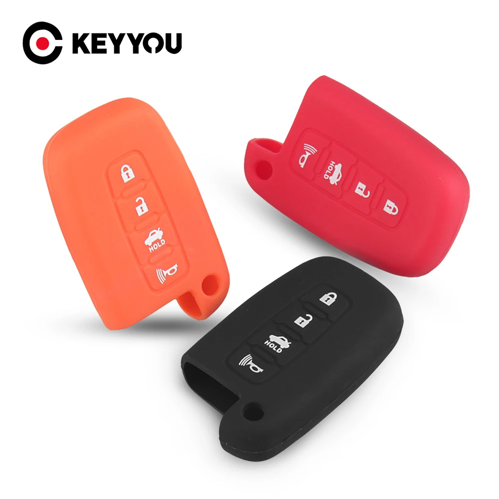 KEYYOU Silicone Cover Key Case For HYUNDAI Elantra Sonata Veloster for Kia Soul Sportage Car Remote Smart Fob Cover 4 Buttons