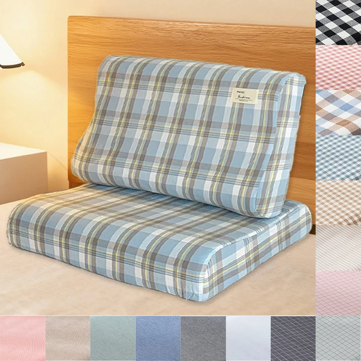 Мягкие наволочки 40x60 см/30x50 см, 1 шт., латексная подушка, полоска для подушки, клетчатый чехол для шеи из пены с эффектом памяти, моющийся (без наполнения)