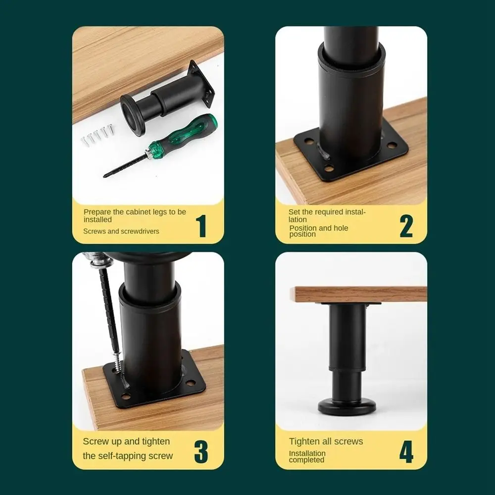 Pernas ajustáveis móveis de aço inoxidável, novo pé de nivelamento, pés de mesa duráveis, elevar a altura, sofá hardware