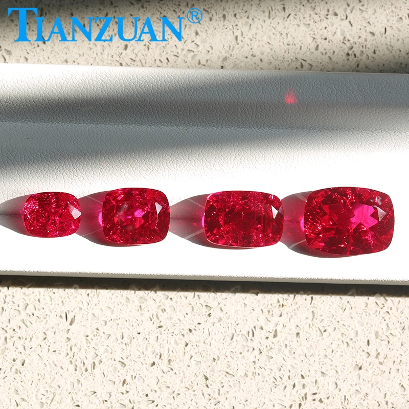 

Lab Grown Ruby Antique Cushion Shape Red Color Artificial Ruby Stone with Inculsions Loose Stone for Jewelry Making
