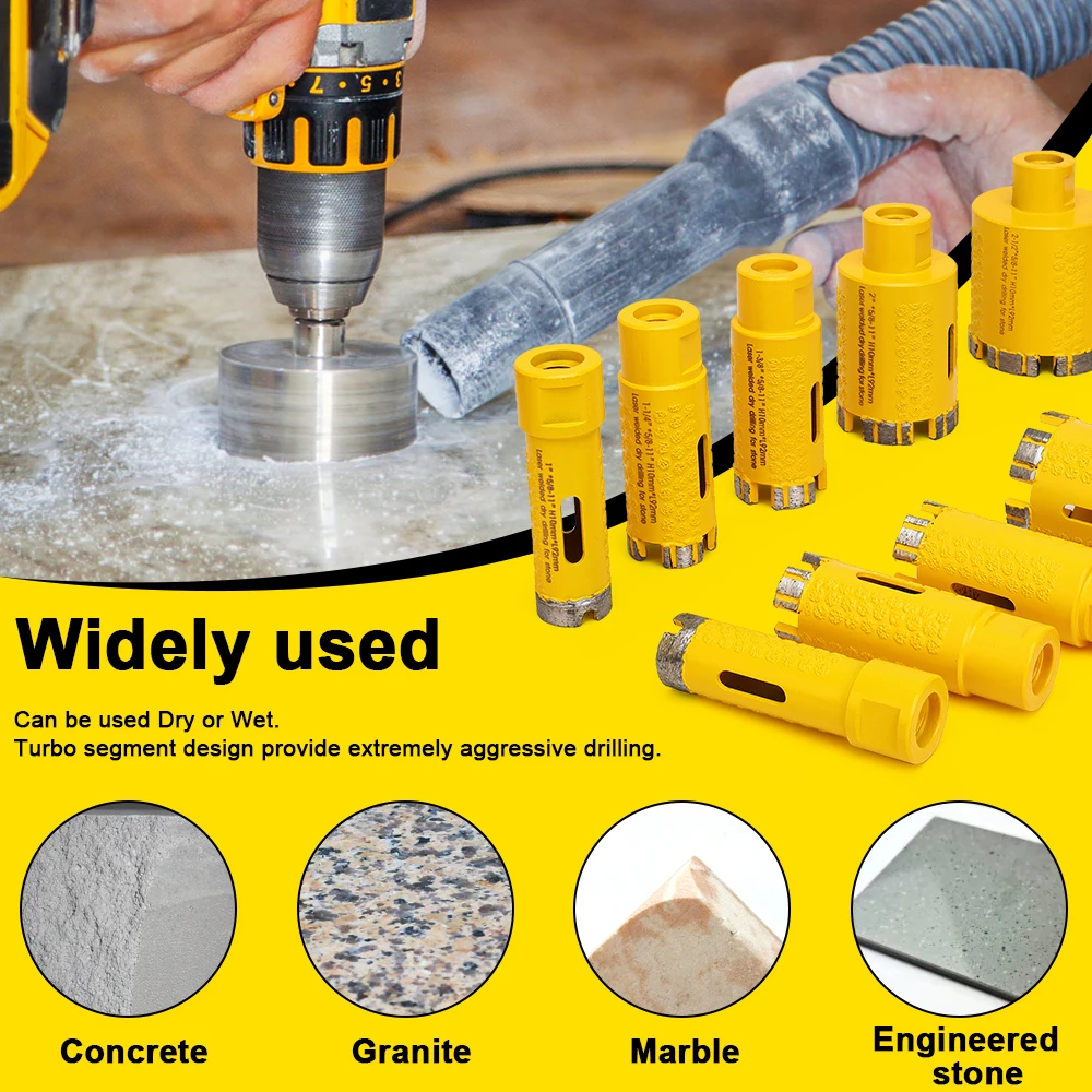 D25mm-50mm dengan Arbor 5/8-11 "Laser lasan berlian inti kering Gergaji lubang berlian untuk pengeboran batu, ubin dan beton
