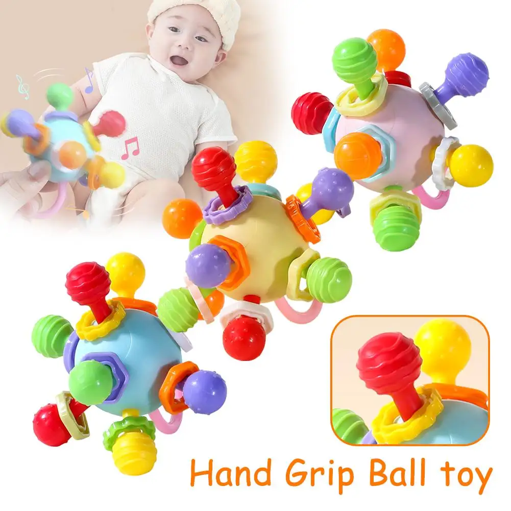 Hand Grip Ball Teeth-glue Manhattan Gnawing And Potable Months 6 0-1 3 Old To Sound Toy Rattle Toy Year Baby M5W7