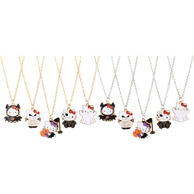 Halloween Hello Kitty Sanrio Bracelet Kawaii Cute Anime Cartoon Demon Sprite Student Jewelry Pendant Accessories Toys Gifts