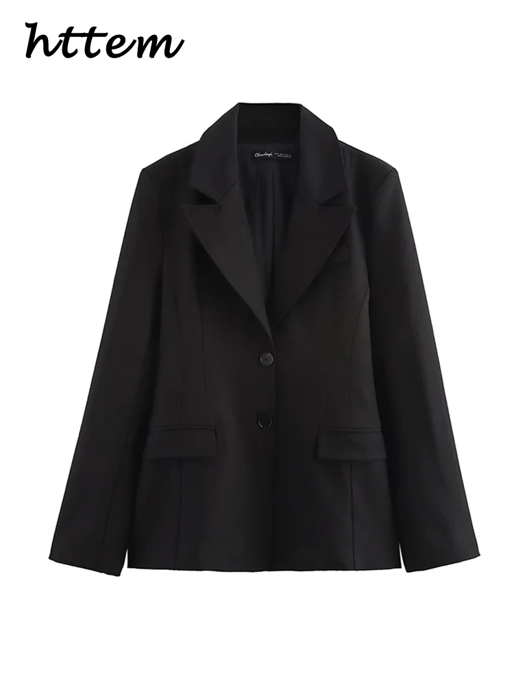 Elegant Women's Black Suit Jacket Slim Lapel Single Button Long Sleeve Female Blazer 2025 Spring Lady Commute Street Outwear New image 6