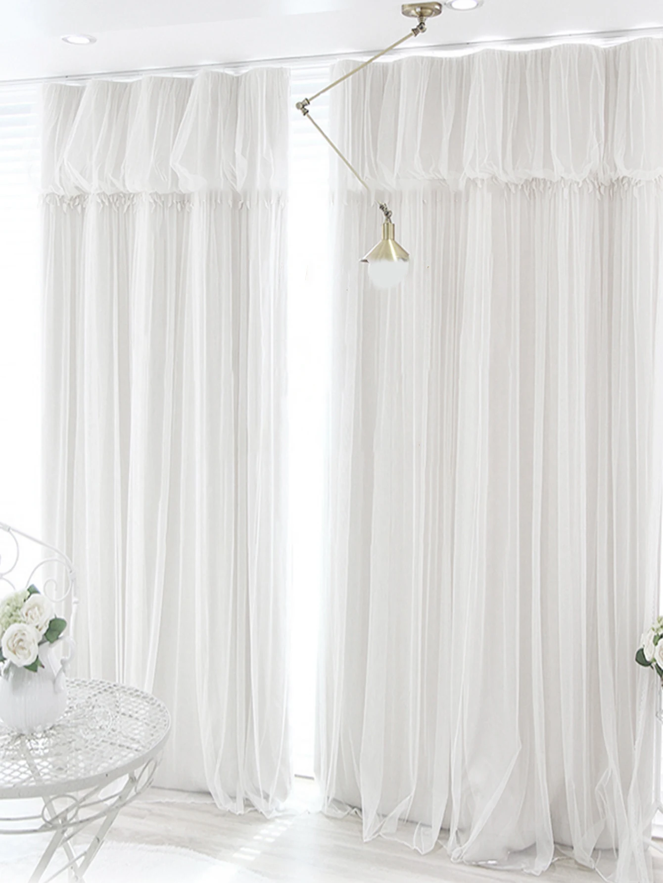

Princess room lace tassel double-layer Korean style bay window shading and insulation customization