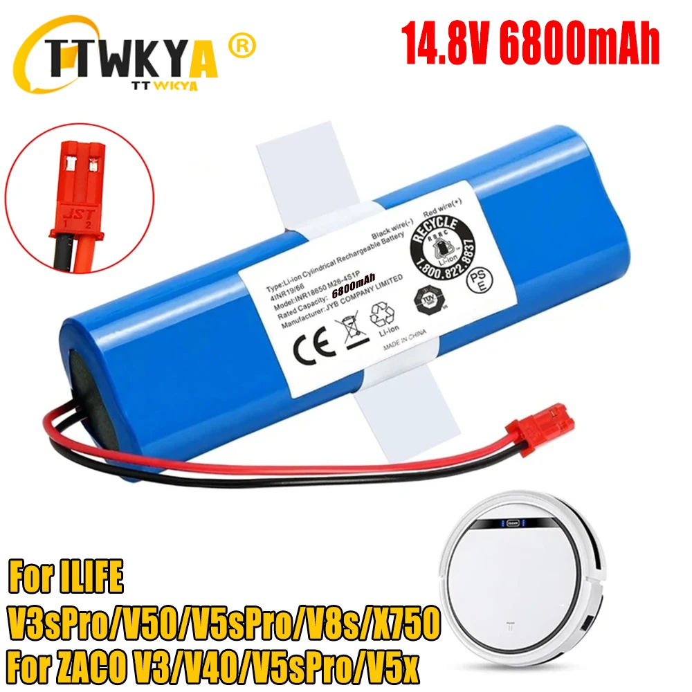 Original Li-lion Battery for ILIFE V3s Pro, V5s Pro, V8s, V8 Plus,V80,V80 Max,V80 Pro,V3s Max 18650 2600mAh 14.4V PX-B010