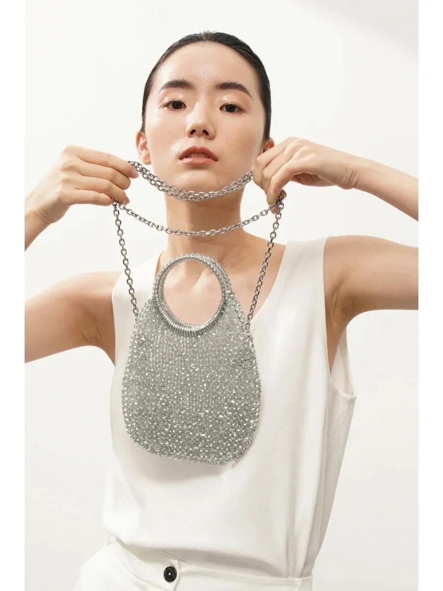 

Серебряная сумка с каплей воды Faye Kaiean Briti Sle, повседневная пригородная сумка из мягкого полиэстера без внутренних кетов, сумка через плечо с открытым верхом