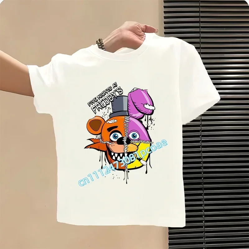 FNAF Breathability T-shirts Children Five Nights At Freddy Cute Short-sleeved Top Boys Girls Summer Fashion T-shirt Kids Clothes