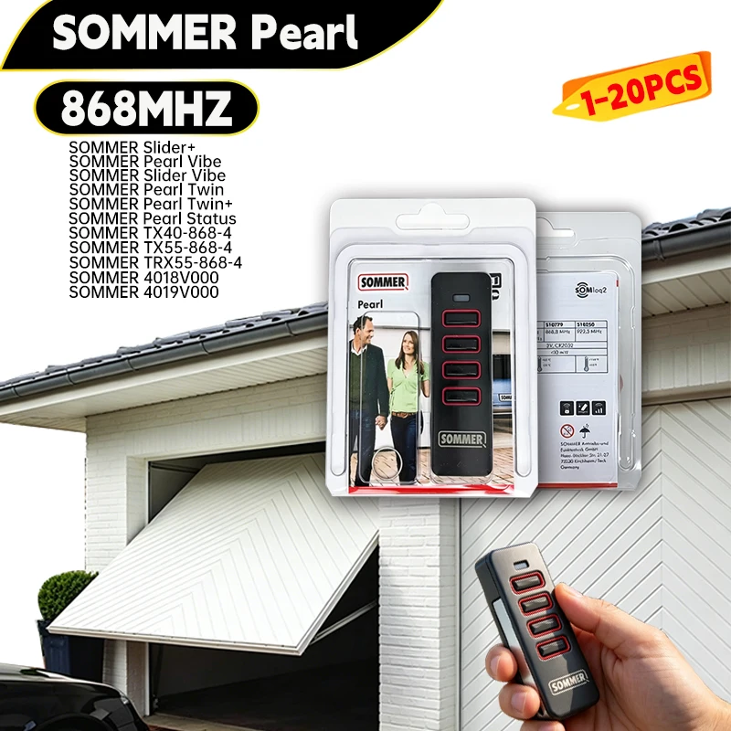 

868MHz SOMMER PEARL Rolling Code Remote Control TWIN VIBE STATUS 4 Buttons Garage Door Opener Transmitter 4018 4019 TX40 TRX55 T