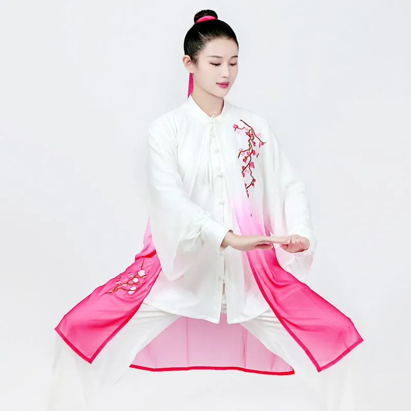 Spring Summer Tai Chi Cape Unisex Embroidered Flowing Lightweight Martial Arts Performance Costume for Group Competition