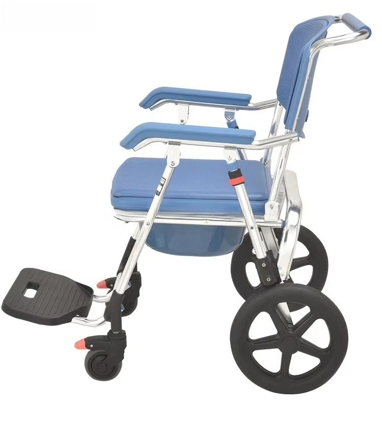 Arrival Aluminum Alloy Movable Toilet Chair Multifunction Commode and Shower Wheel Chair Nursing Moving Commode Chair