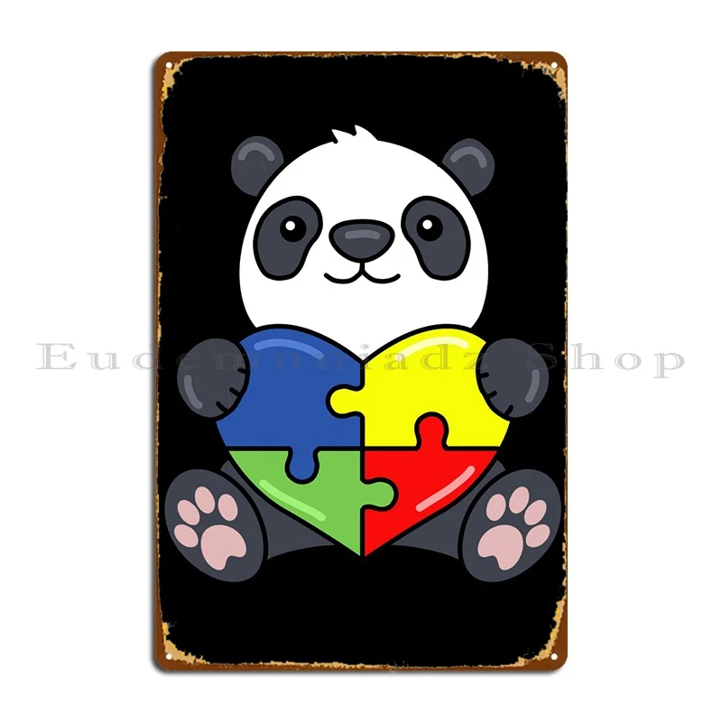 Autism Awareness Panda Metal Plaque Poster Create Garage Decoration Garage Printing Cinema Tin Sign Poster