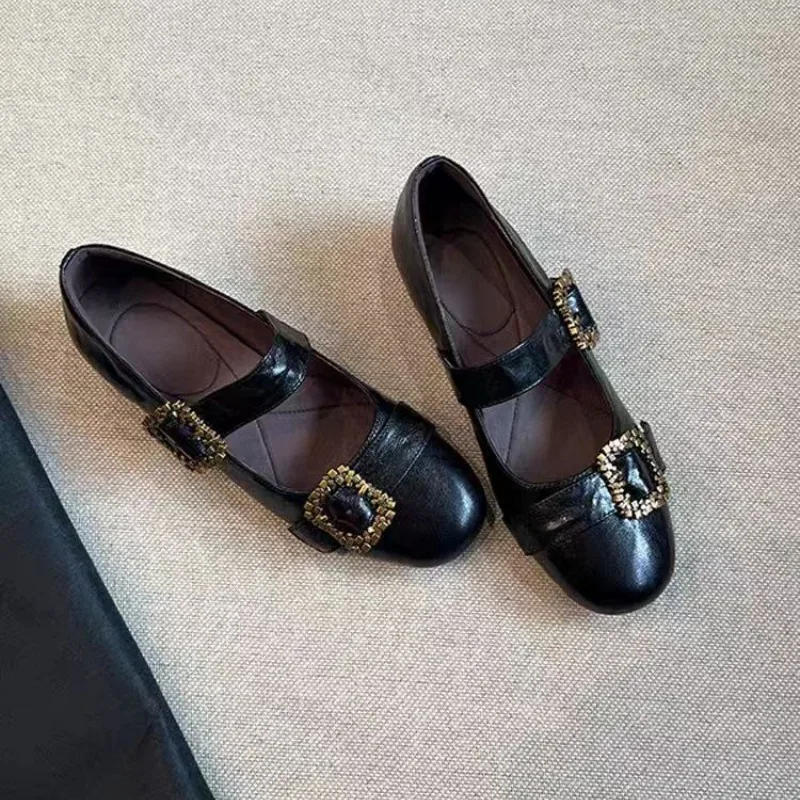 

Женские туфли Мэри Джейн, новые весенние удобные мягкие модные туфли с круглым носком и квадратной пряжкой, модные универсальные повседневные туфли-лодочки