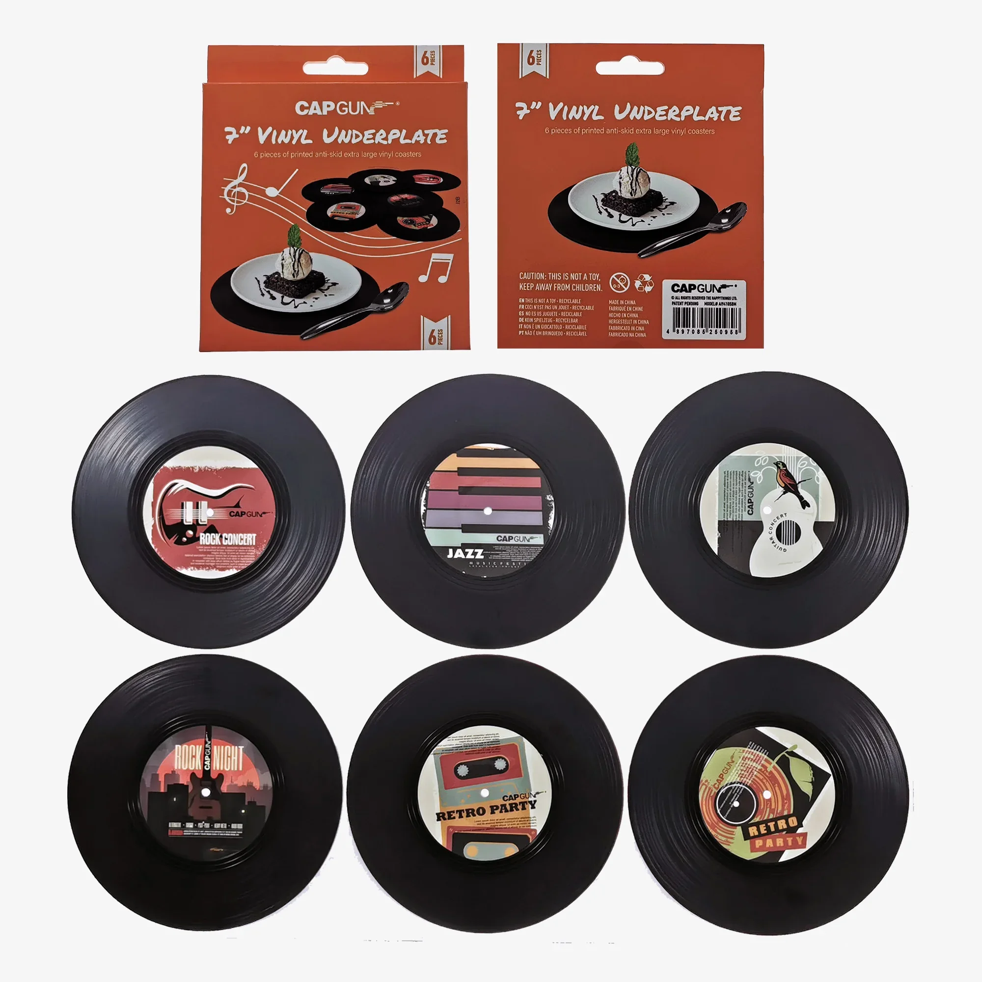 Retro Cup Mat 6pcs Anti-slip Vinyl Record Coasters Music Drink Holder Mug Table Placemat Heat-resistant Non Slip ROCKABILLY Rock