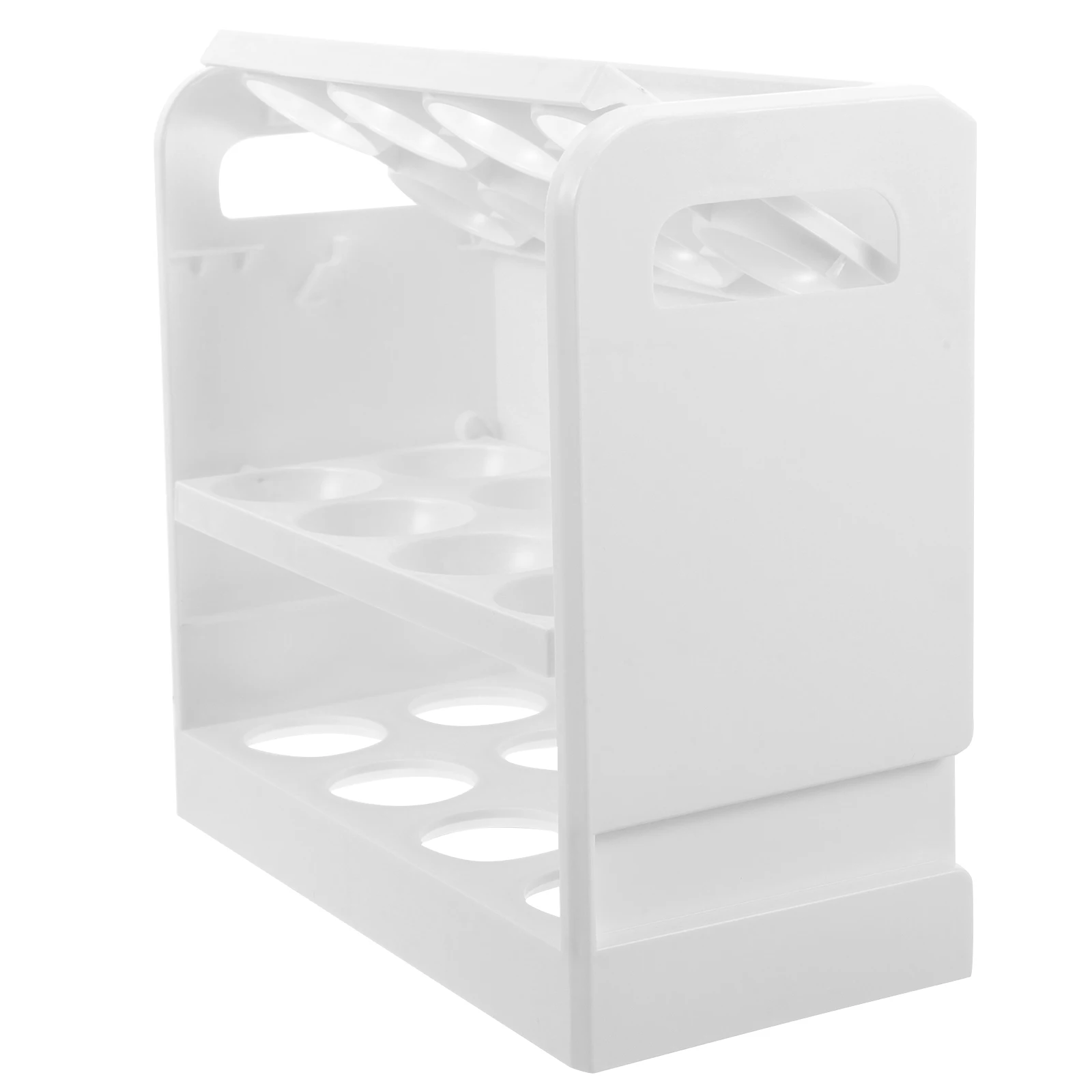

Egg Storage Box Refrigerator Side Door Rack Stakable Holder Store Layer Slide under Shelf Double Fridge