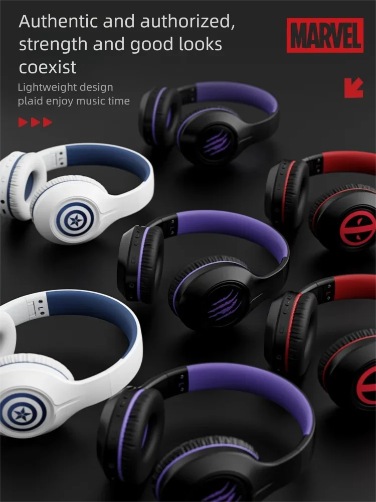 Marvel NEW Over-Ear Bluetooth Headphones HiFi Stereo Foldable Lightweight Deep Bass for Home Office Cellphone PC
