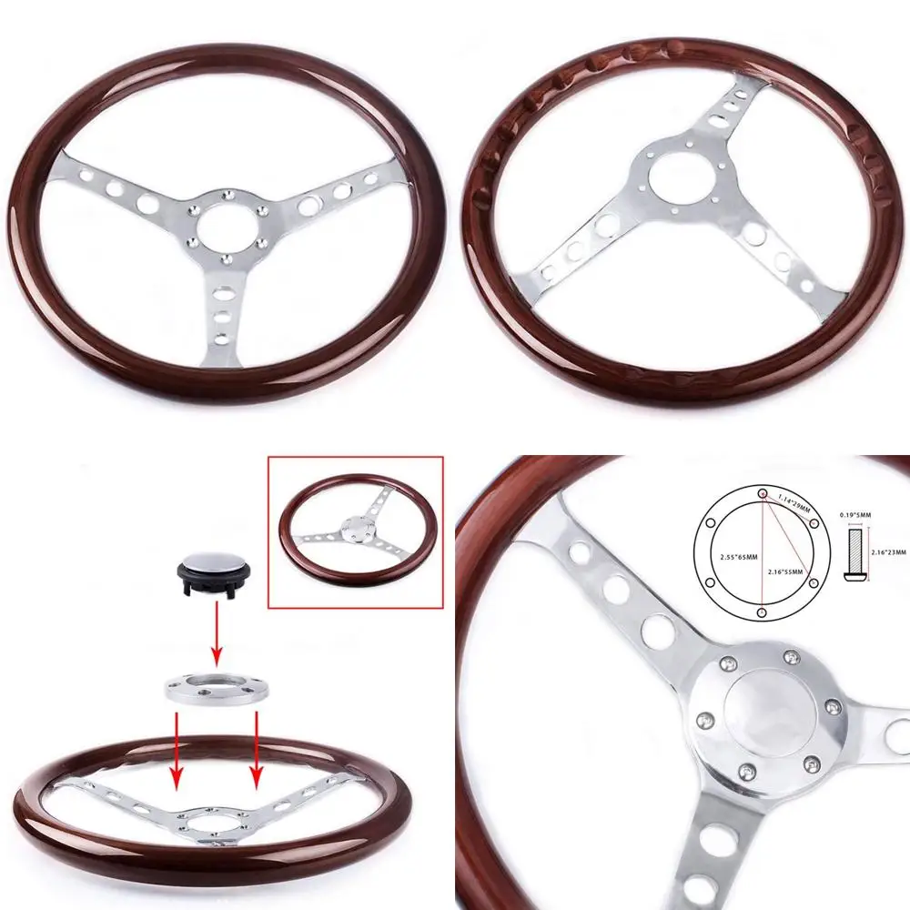 

15-дюймовый классический руль с деревянным зерном, 380 мм, быстросъемный руль, деревянная отделка салона (без кнопки звукового сигнала)