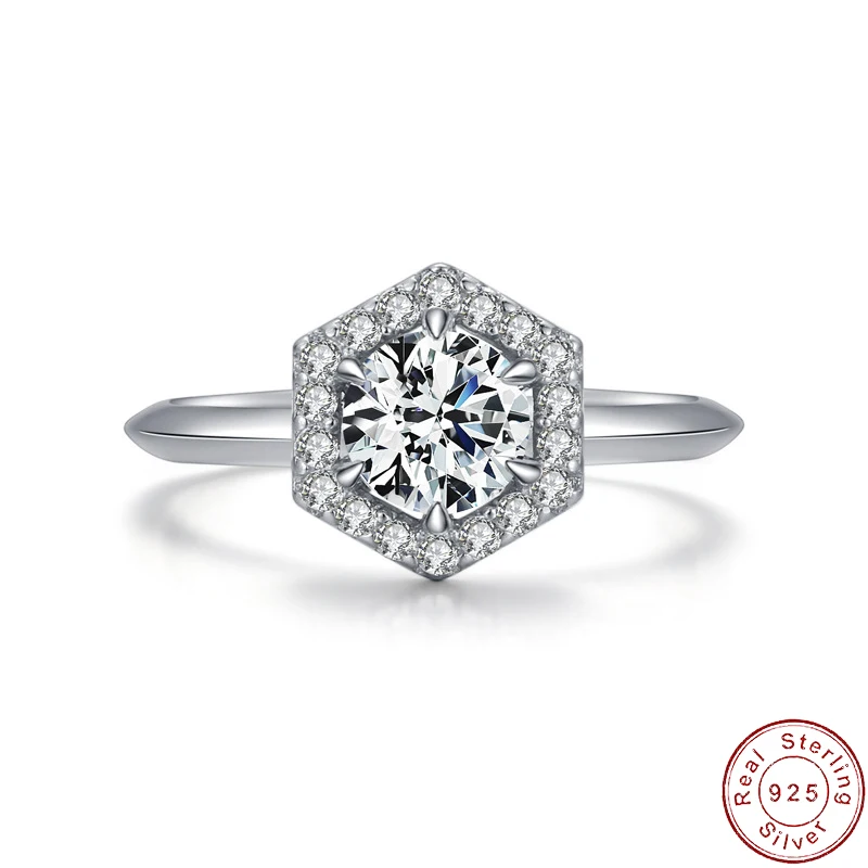 

Ehombus Face European CZ S925 Sterling Silver Ring For Women Birthday Party Wedding Gift Jewelry