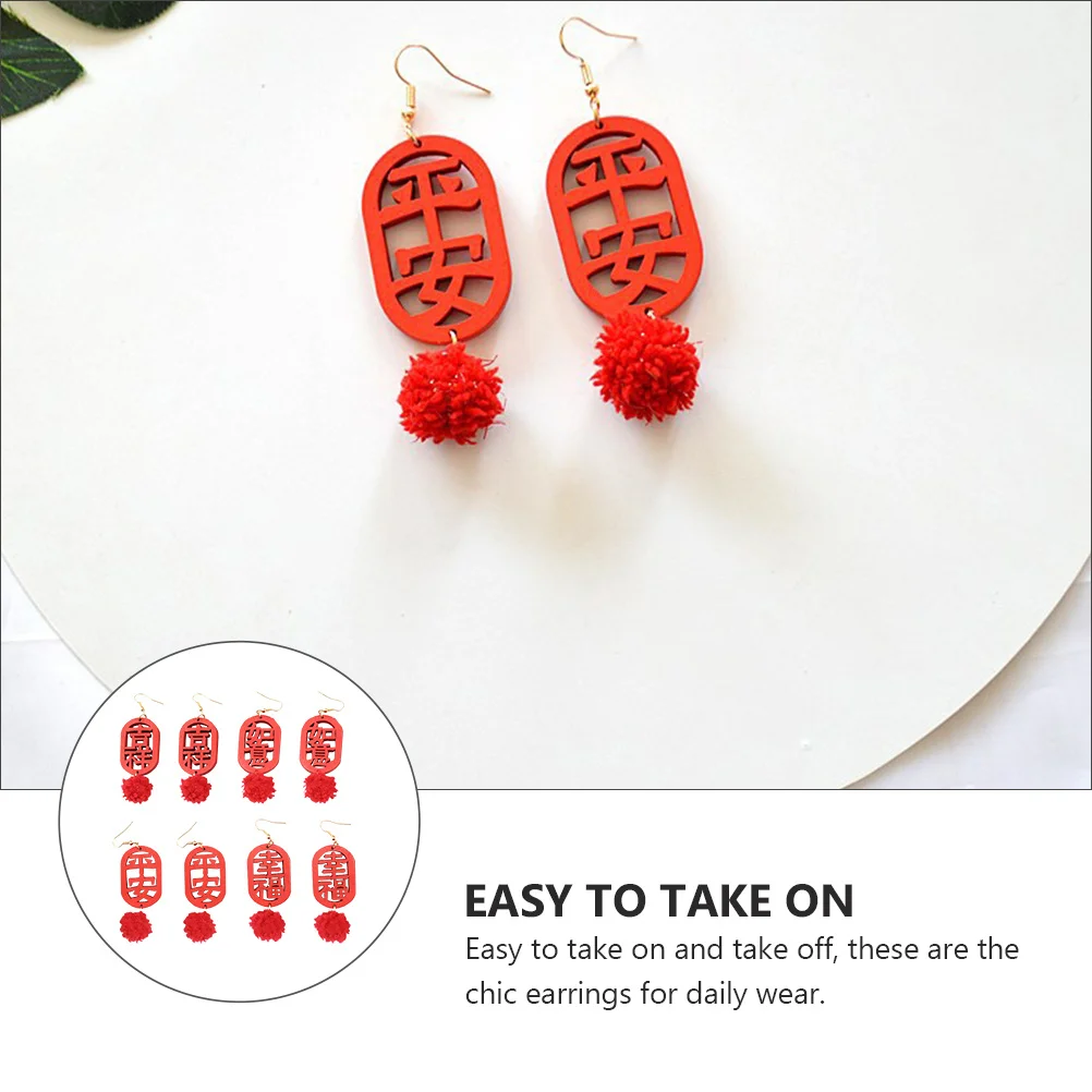 

4Pairs Clips Festive Earrings for Daily Wear Easy on Off Stylish Unique Fashion Jewelry Gift for Her New Year Earrings