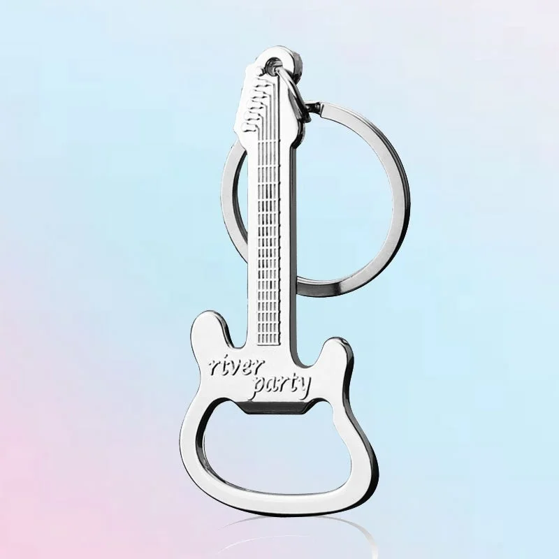 Neue 2 Stücke Gitarre Schlüsselanhänger Multitool Flaschenöffner, Coole Gitarre-förmige Tasche Multi Tool Bieröffner Schlüsselanhänger für Männer Musikliebhaber – Detail 5