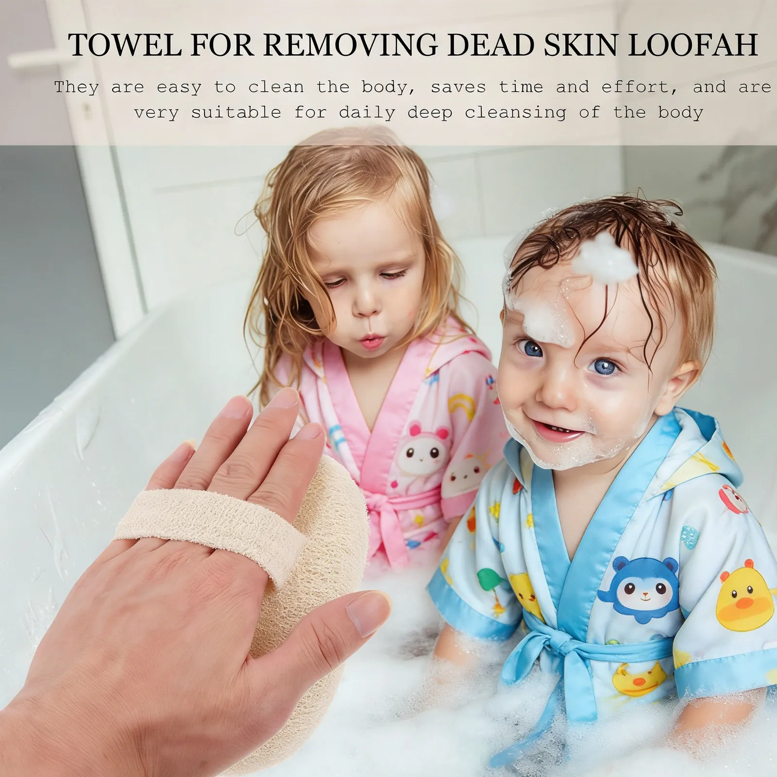 

Набор из 3 премиальных натуральных мочалок-люфф для душа, отшелушивающие полотенца для спины, глубокое очищение пор, портативные массажные инструменты для тела