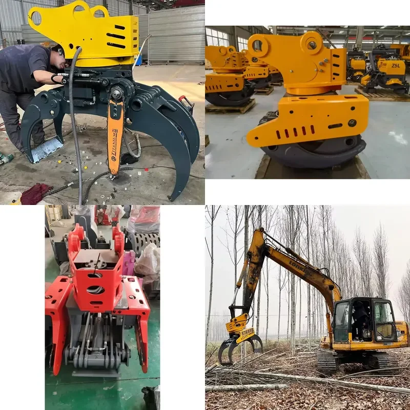 Excavator Attachments Grab Saw Log Grapple Saw for Wood Cutting Tree Grab Grabber Feller Grapple Chain Saw