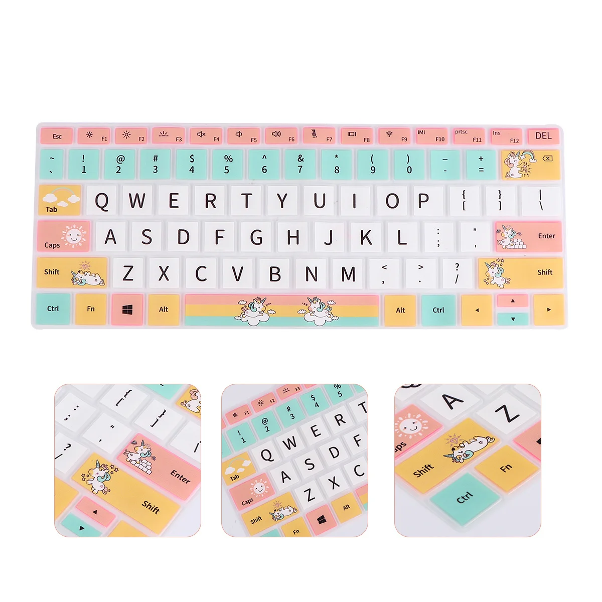 Penutup Keyboard Laptop Silikon Film Pelindung Cetak Unicorn Warna-warni Membran Keyboard Komputer Laptop yang Kompatibel