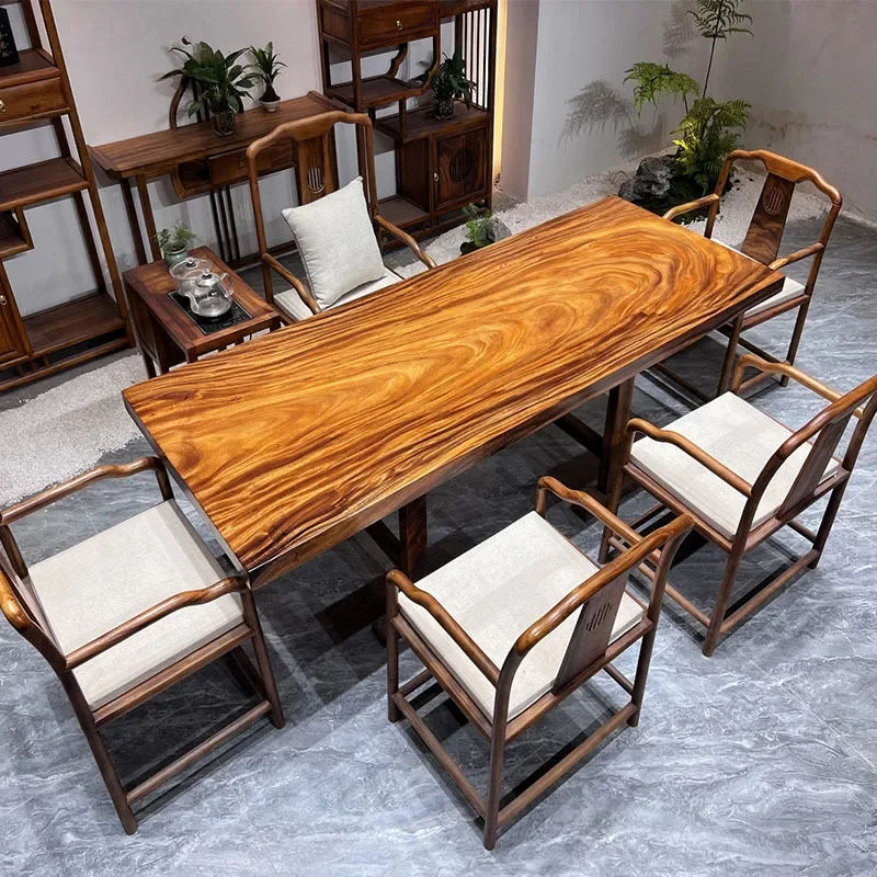 Industrial furniture Modern live-edge panels, solid walnut dining table, top dining table