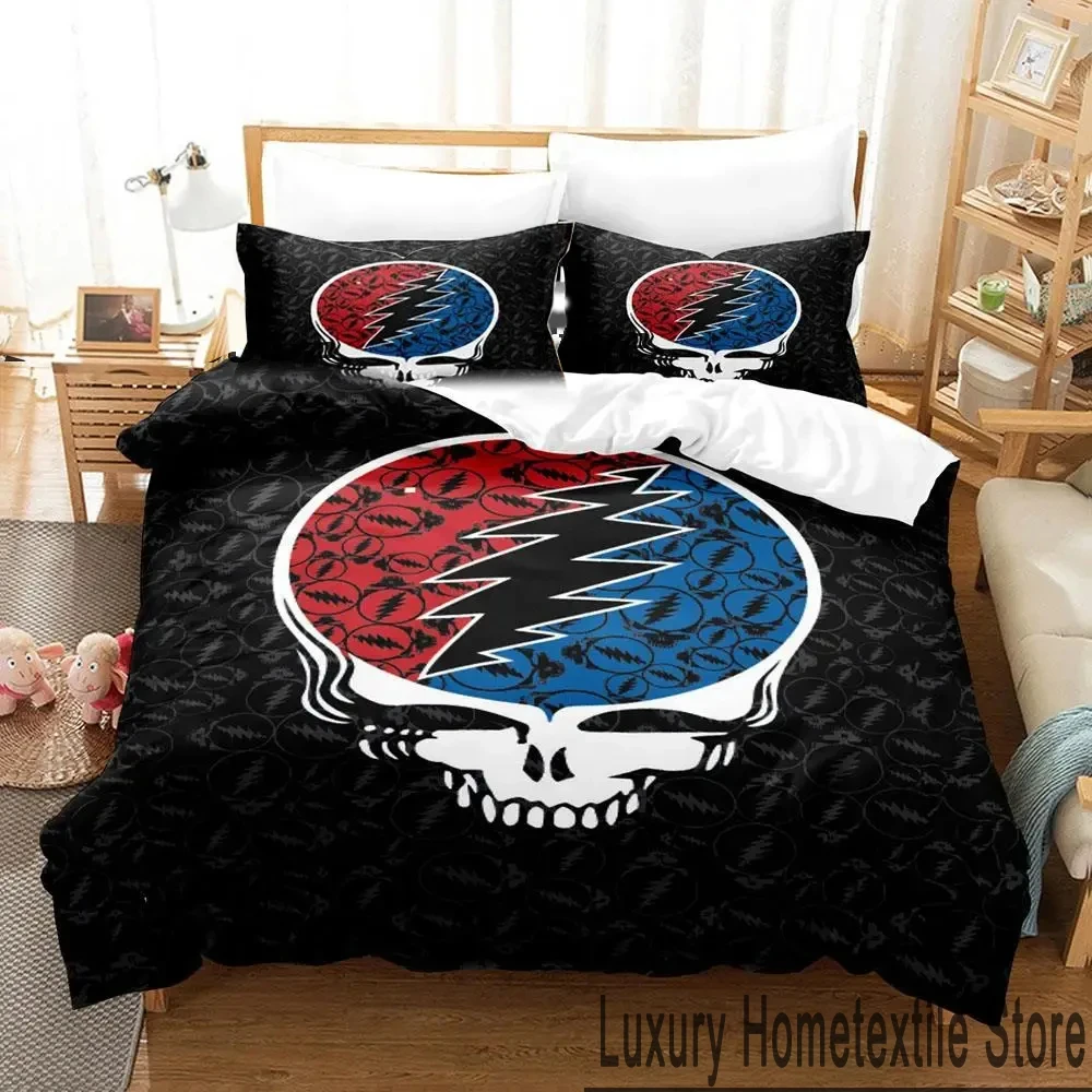 3D Skull Grateful Dead Bedding Set Double Twin King Duvet Cover Comforter Pillowcase Boys Girls Adults Bedroom