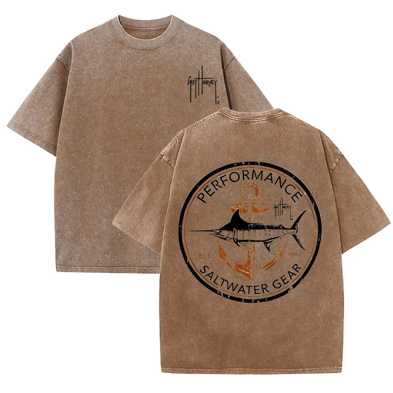 Washed Cotton Short Sleeve T-Shirt for Men | Vintage Washed Loose Fit Tee High Street Summer Tops Streetwear Hip Hop Style