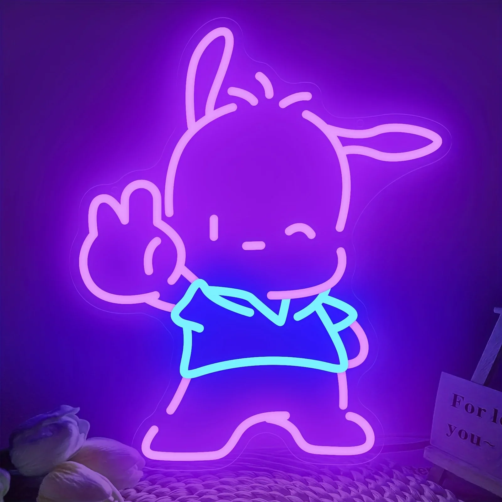 

Светодиодная неоновая вывеска Sanrio Pochacco, настенный декор, милый мультяшный ночник с регулируемой яркостью для спальни, игровой комнаты, подарок на день рождения для друзей